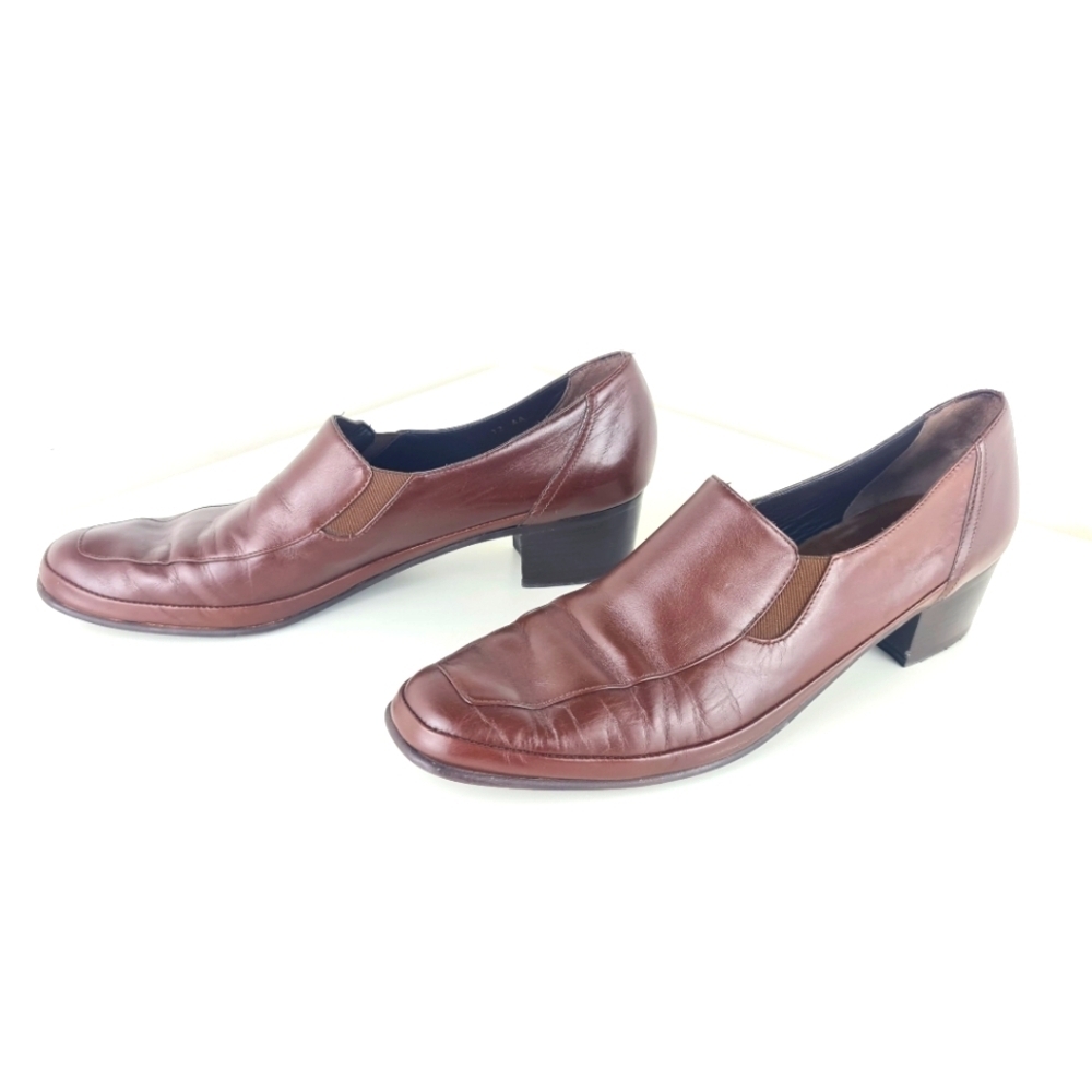 Amalfi by Rangoni Narrow Brown Leather Heels Women Shoes Italy Fits like a 10 us